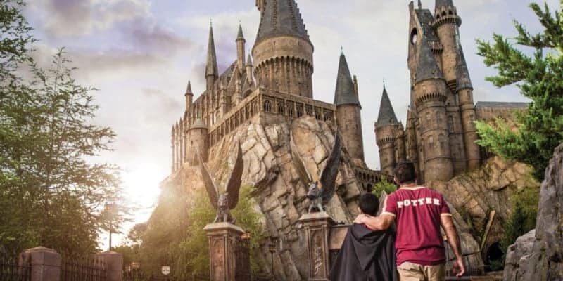 Universal Orlando's Wizarding World entrance showing updated signage