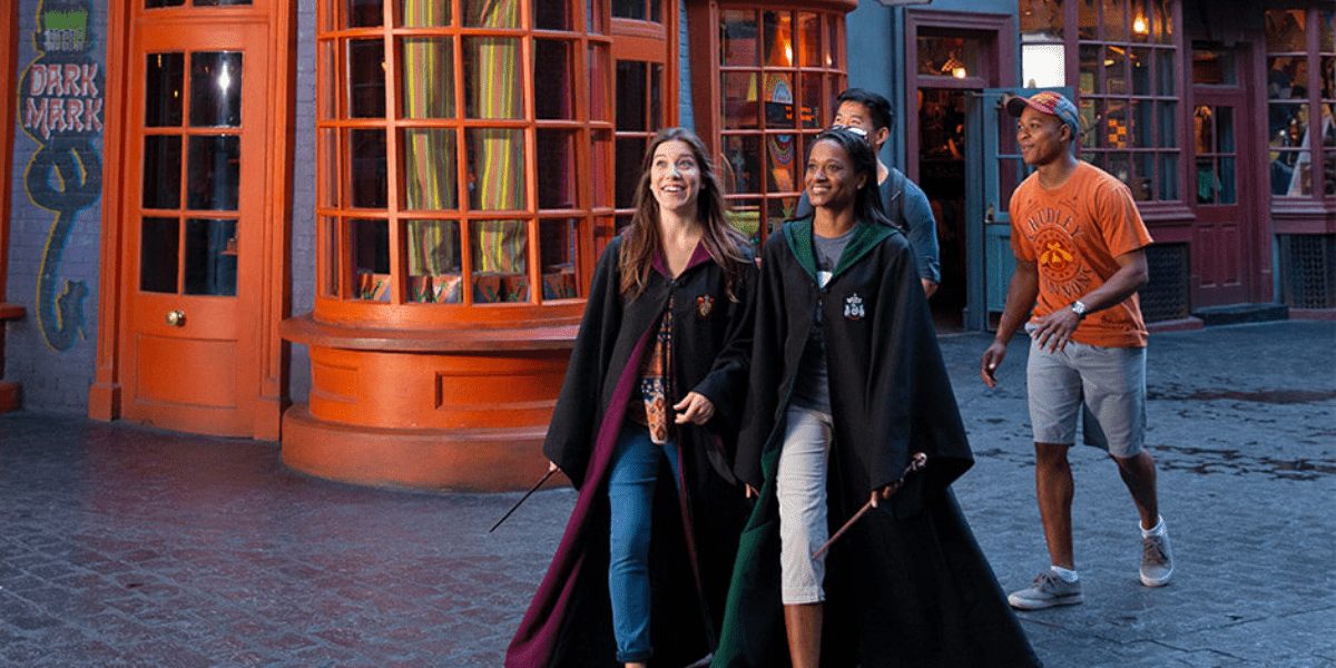 Interior shot of Ollivanders wand shop with new display arrangements