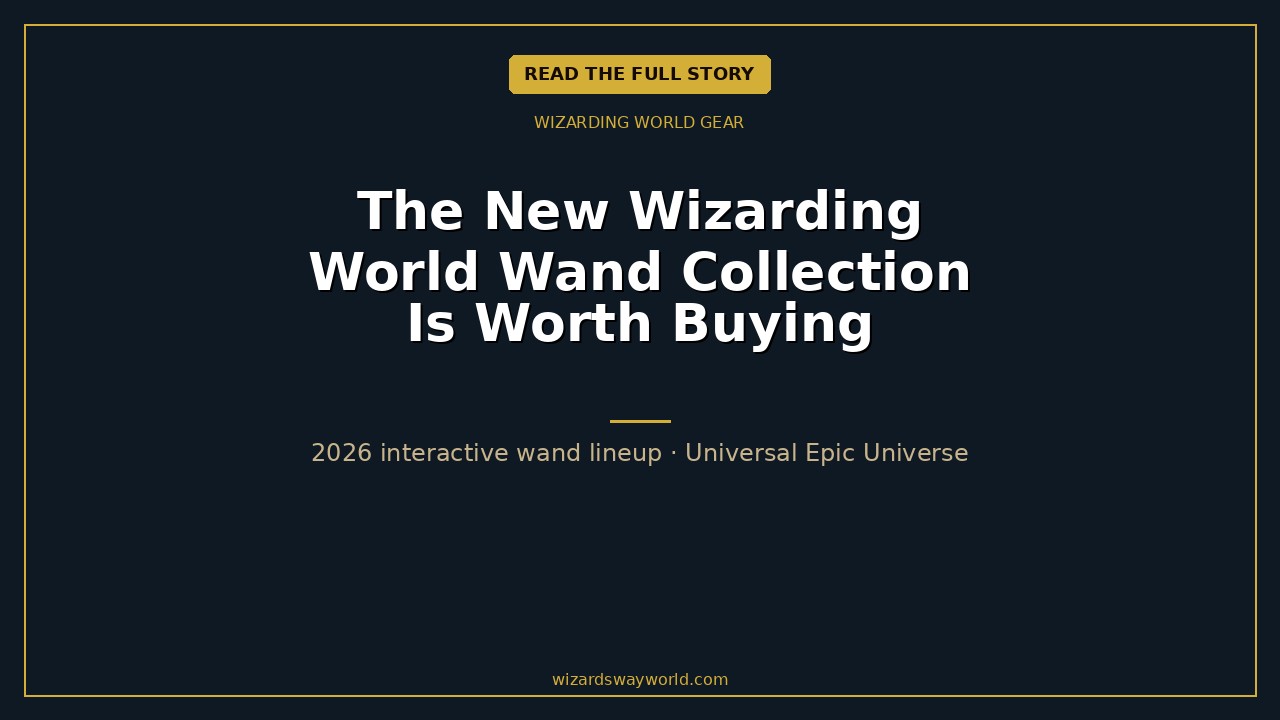 Display of collectible wands from the Wizarding World collection